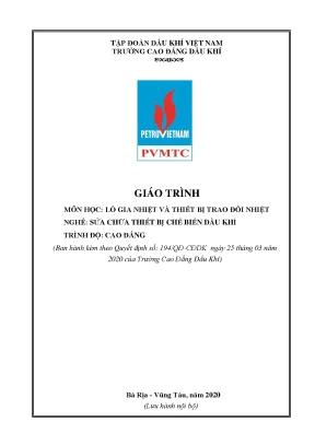 Giáo trình lò gia nhiệt và thiết bị trao đổi nhiệt nghề sửa chữa thiết bị chế biến dầu khí trình độ cao đẳng trường cao đẳng dầu khí năm 2020
