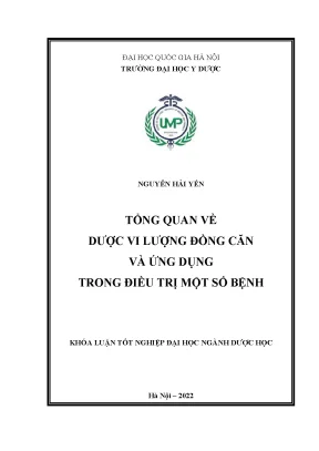 Khóa luận tốt nghiệp tổng quan về dược vi lượng đồng căn và ứng dụng trong điều trị một số bệnh