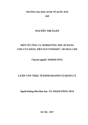 Luận văn thạc sĩ công cụ marketing mix áp dụng cho cửa hàng tiện ích vinmart 195 hoa lâm