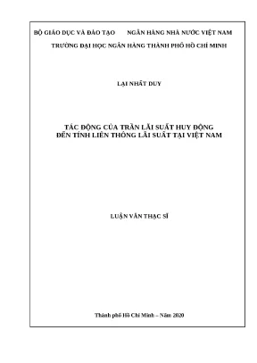 0166 tác động của trần lãi suất huy động đến tính liên thông lãi suất tại việt nam luận văn thạc sĩ tcnh lại nhất duy hoàng đức tp hcm đh nh hcm 2020 5