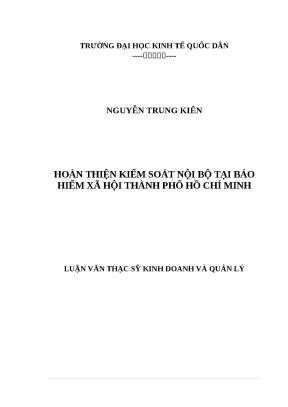 Luận văn thạc sĩ hoàn thiện kiểm soát nội bộ tại bảo hiểm xã hội thành phố hồ chí minh