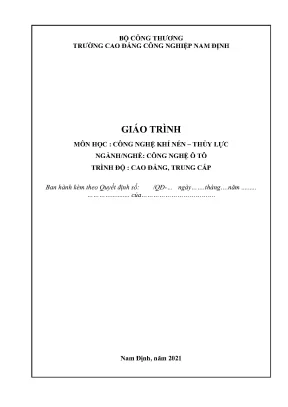 Giáo trình công nghệ khí nén thuỷ lực