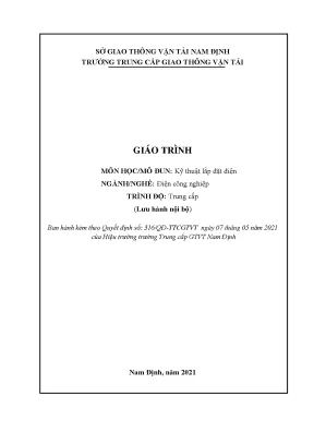 Giáo trình môn họcmô đun kỹ thuật lắp đặt điện ngànhnghề điện công nghiệp trình độ trung cấp