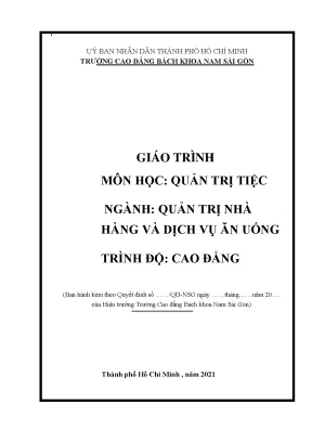 Giáo trình quản trị tiệc nghề quản trị nhà hàng và dịch vụ ăn uống cao đẳng