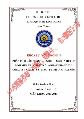 Phân tích các nhân tố ảnh hưởng đến quyết định mua trực tuyến của khách hàng tại công ty tnhh mtv sản xuất tinh dầu hoa nén