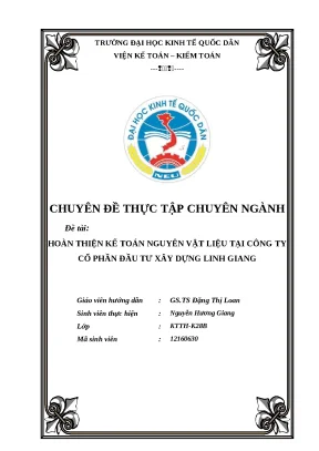 Luận văn thạc sĩ hoàn thiện kế toán nguyên vật liệu tại công ty cổ phần đầu tư xây dựng linh giang