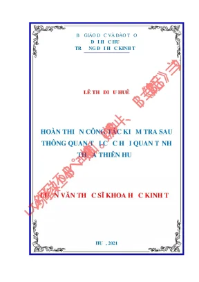 Hoàn thiện công tác kiểm tra sau thông quan tại cục hải quan tỉnh thừa thiên huế
