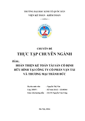 Hoàn thiện kế toán tài sản cố định hữu hình tại công ty cổ phần vận tải và thương mại thành đức
