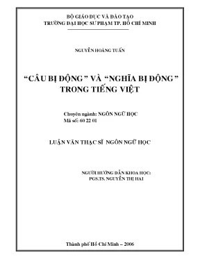 Luận văn thạc sĩ câu bị động và nghĩa bị động trong tiếng việt