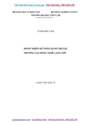 Luận văn hoàn thiện kế toán quản trị tại trường cao đẳng nghề lạng sơn