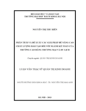 Phân tích và đề xuất các giải pháp để nâng cao chất lượng đào tạo đối với ngành kế toán của trường cao đẳng thương mại và du lịch