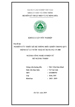 Nghiên cứu thiết kế hệ thống điều khiển trong quy trình xử lý nước thải sử dụng plc s7 300 khóa luận tốt nghiệp