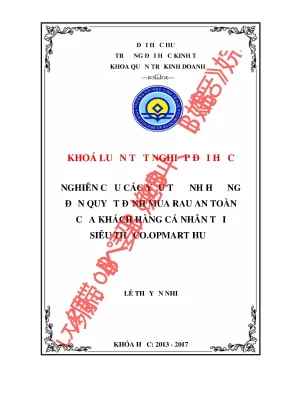 Nghiên cứu các yếu tố ảnh hưởng đến quyết định mua rau an toàn của khách hàng cá nhân tại siêu thị co opmart huế