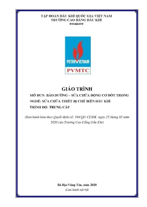 Giáo trình sửa chữa bảo dưỡng máy nén khí nghề sửa chữa thiết bị chế biến dầu khí trình độ trung cấp trường cao đẳng dầu khí năm 2020