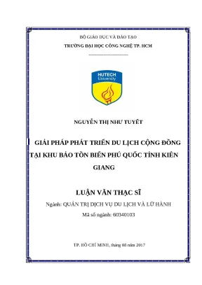 Luận văn thạc sỹ giải pháp phát triển du lịch cộng đồng tại khu bảo tồn biển phú quốc tỉnh kiên giang