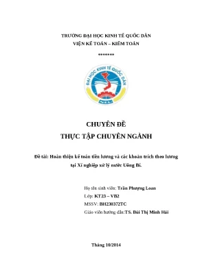Luận văn tốt nghiệp hoàn thiện kế toán tiền lương và các khoản trích theo lương xí nghiệp xử lý nước uông bí