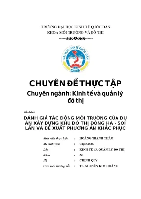 Đánh giá tác động môi trường của dự án xây dựng khu đô thị đông hà soi lần và đề xuất phương án khắc phục