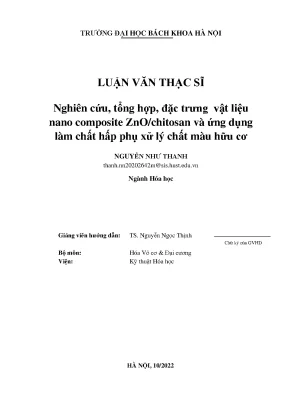 Nghiên cứu tổng hợp đặc trưng vật liệu nano composite znochitosan và ứng dụng làm chất hấp phụ xử lý chất màu hữu cơ