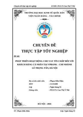 Luận văn tốt phát triển hoạt động cho vay tín chấp đối với khách hàng cá nhân tại vpbank chi nhánh lê trọng tấn hà nội phát triển hoạt động cho vay tín chấp đối với khách hàng cá nhân tại vpbank chi nhánh lê trọng tấn hà nội