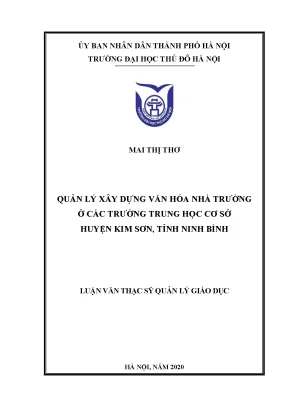 Luận văn thạc sĩ quản lí xây dựng văn hóa nhà trường ở các trường thcs huyện kim sơn tỉnh ninh bình