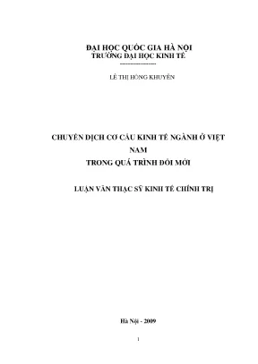 Luận văn thạc sĩ chuyển dịch cơ cấu kinh tế ngành ở việt nam trong quá trình đổi mới