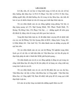 Luận án nghiên cứu chế tạo và khảo sát các tính chất của vi cộng hưởng quang tử 1d làm cảm biến quang