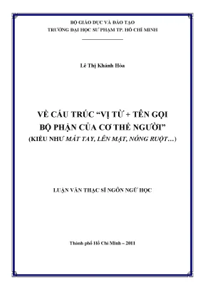 Luận văn thạc sĩ về cấu trúc vị từ tên gọi bộ phận của cơ thể người kiểu như mát tay lên mặt nóng ruột
