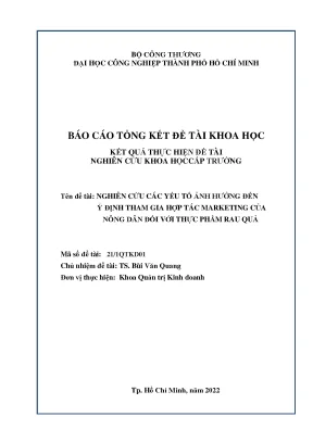 Nghiên cứu các yếu tố ảnh hưởng đến ý định tham gia hợp tác marketing của nông dân đối với thực phẩm rau quả