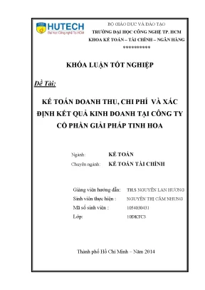 Khóa luận tốt nghiệp kế toán doanh thu chi phí và xác định kết quả kinh doanh tại công ty cổ phần giải pháp tinh hoa