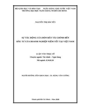0293 sự tác động của đòn bẩy tài chính đến đầu tư của dn niêm yết tại việt nam luận văn thạc sĩ tcnh nguyễn thị hải yến đặng văn cường tp hcm đh nh hcm 2