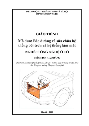 Giáo trình bảo dưỡng sửa chữa hệ thông bôi trơn và hệ thống làm mát