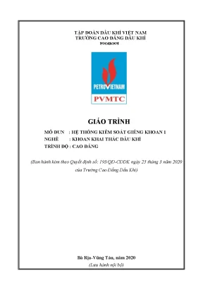 Giáo trình hệ thống kiểm soát giếng khoan nghề khoan khai thác dầu khí trình độ cao đẳng