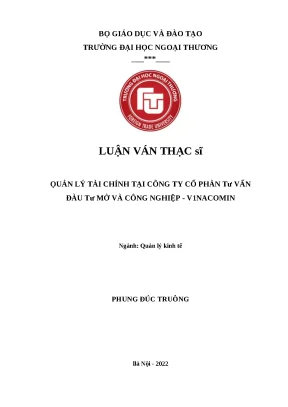 Luận văn thạc sĩ quản lý kinh tế quản lý tài chính tại công ty cổ phần tư vấn đầu tư mỏ và công nghiệp vinacomin