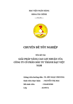 Luận văn tốt nghiệp nâng cao lợi nhuận của công ty cổ phần đầu tư thành đạt việt nam