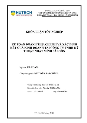 Khóa luận tốt nghiệp kế toán doanh thu chi phí và xác định kết quả kinh doanh tại công ty tnhh kỹ thuật nhật minh sài gòn
