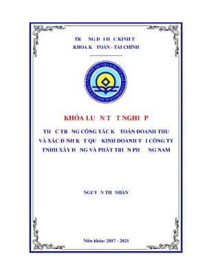 Khóa luận tốt nghiệp kế toán doanh thu và xác định kết quả kinh doanh tại công ty tnhh xây dựng và phát triển phương nam