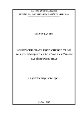 Luận văn thạc sĩ nghiên cứu chất lượng ctdl nội địa của các công ty lữ hành tại tỉnh đồng tháp