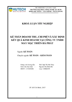 Khóa luận tốt nghiệp kế toán doanh thu chi phí và xác định kết quả kinh doanh tại công ty tnhh may mặc thiên hà phát