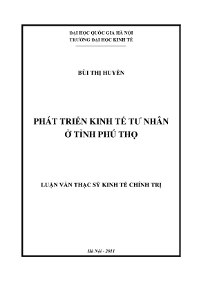 Luận văn thạc sĩ phát triển kinh tế tư nhân ở tỉnh phú thọ