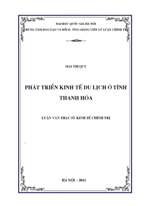 Luận văn thạc sĩ phát triển kinh tế du lịch của tỉnh thanh hóa