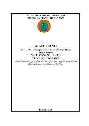 Giáo trình bảo dưỡng và sửa chữa cơ cấu trục khuỷu thanh truyền nghề công nghệ ô tô cao đẳng