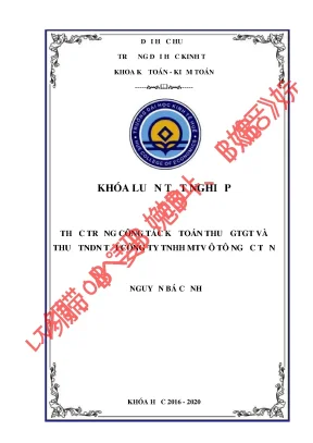 Khóa luận tốt nghiệp thực trạng công tác kế toán thuế giá trị gia tăng và thuế thu nhập doanh nghiệp tại công ty tnhh mtv ô tô ngọc tấn