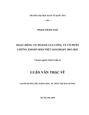 Luận văn thạc sĩ hoạt động tự doanh của công ty cổ phần chứng khoán bảo việt giai đoạn 2015 2025