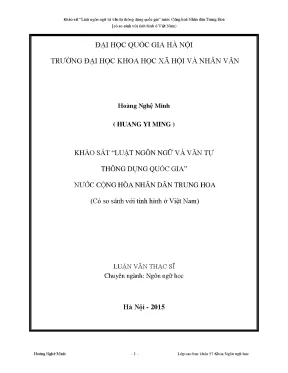 Khảo sát luật ngôn ngữ và văn tự thông dụng quốc gia nước cộng hòa nhân dân trung hoa có so sánh với tình hình ở việt nam