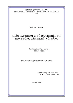Luận văn thạc sĩ khảo sát nhóm vị từ đa trị biểu thị hoạt động cảm nghĩ nói năng