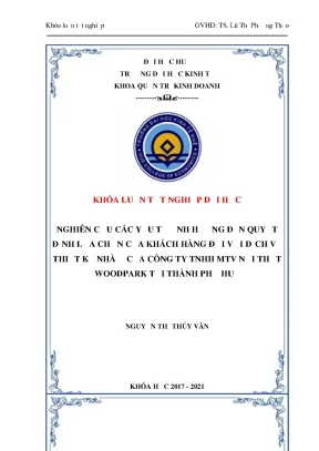 Khóa luận tốt nghiệp nghiên cứu các yếu tố ảnh hưởng đến quyết định lựa chọn của khách hàng đối với dịch vụ thiết kế nhà ở của công ty tnhh mtv nội thất woodpark tại thành phố huế