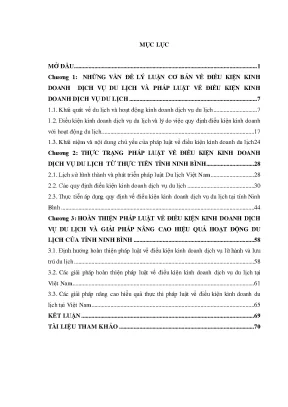 Luận văn điều kiện kinh doanh dịch vụ du lịch theo pháp luật việt nam từ thực tiễn tỉnh ninh bình