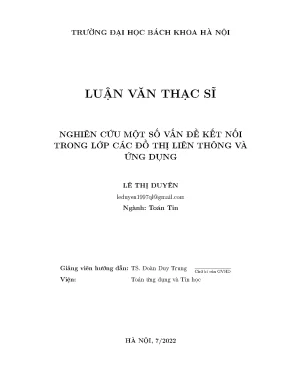 Nghiên cứu một số vấn đề kết nối trong lớp các đồ thị liên thông và ứng dụng