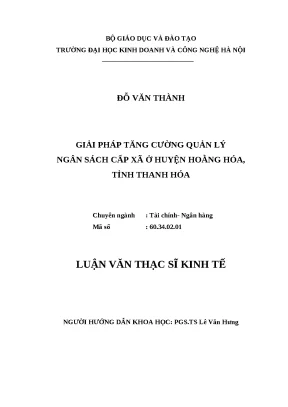Luận văn thạc sĩ hubt giải pháp tăng cường quản lý ngân sách cấp xã ở huyện hoằng hóa tỉnh thanh hóa