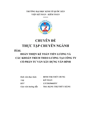 Hoàn thiện kế toán tiền lương và các khoản trích theo lương tại công ty cổ phần tư vấn xây dựng vân đình